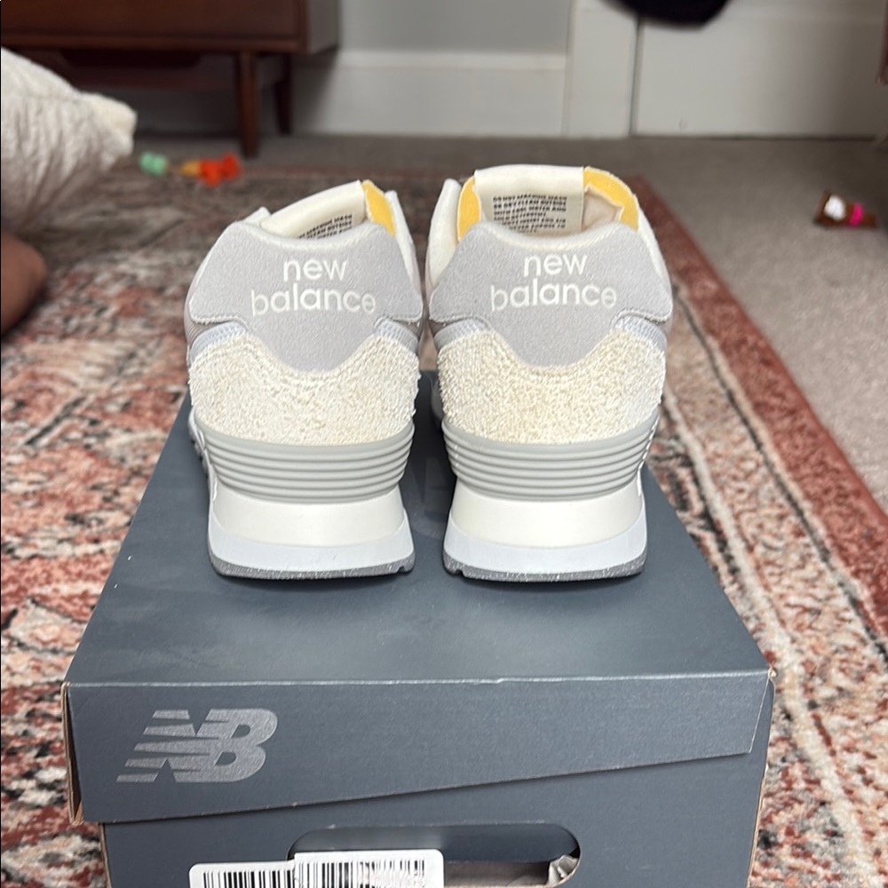 New Balance Women’s 574 Cream White Sneakers - Picture 3 of 4